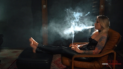 amazon, barefoot, bdsm, elegant, femdom, foot fetish, leather, minnie manga, mistress anette, smoking